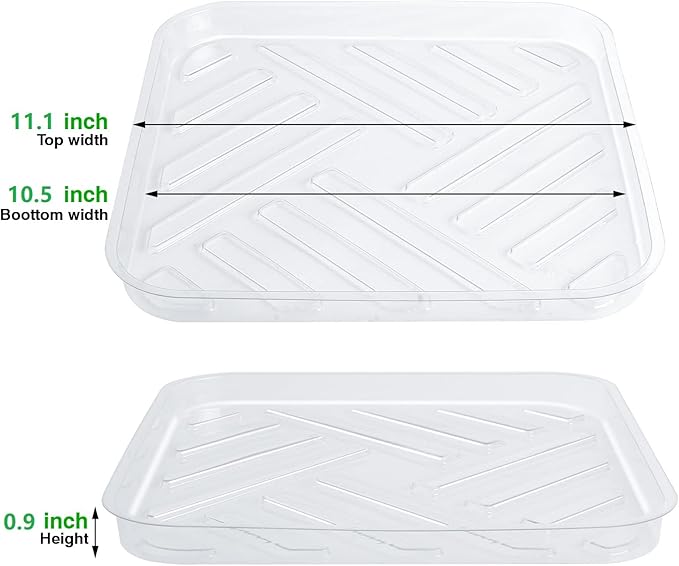 Idyllize 5 Pack 11 Inch of Plastic Plant Saucer, Square Clear Drip Trays for Indoors & Outdoor Plants, Durable Thick Saucer for Flower Pot (11")