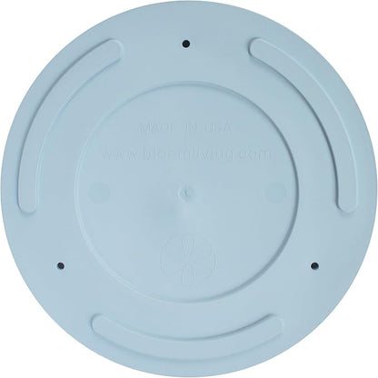 Bloem Mathers 10" Misty Blue Round Modern Resin Garden Planter Pot with Drainage Holes and Removable Saucer Tray Included