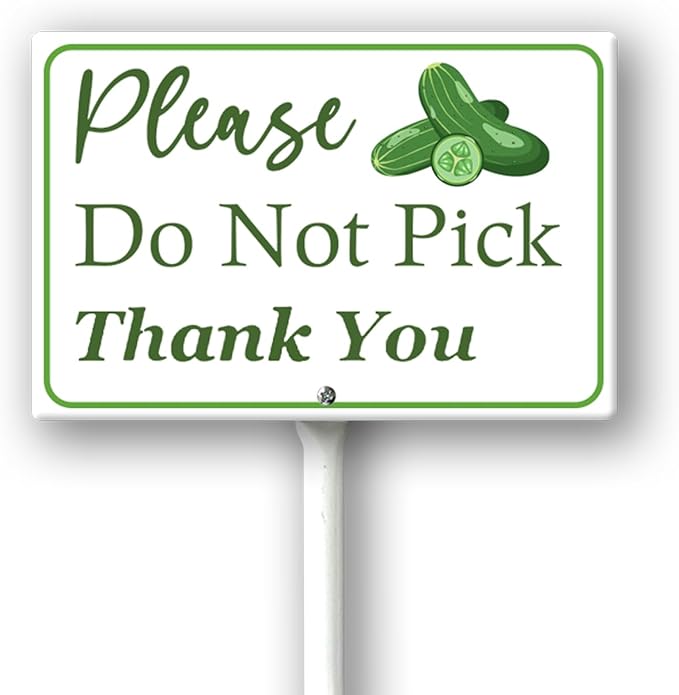Boylee (8X12) IN Please Do Not Pick Cucumber Thank You Yard Sign With Stake Rustproof Aluminum Fruit Vegetable Signs Stand for Home Orchard Garden Outdoor Decoration