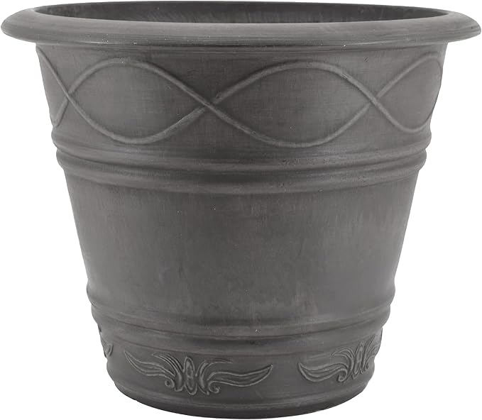 PSW Pot Collection Western Weave Planter Pot for Indoor and Outdoor Plants and Gardens, 14.5-inch, Dark Charcoal