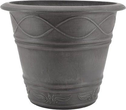 PSW Pot Collection Western Weave Planter Pot for Indoor and Outdoor Plants and Gardens, 14.5-inch, Dark Charcoal