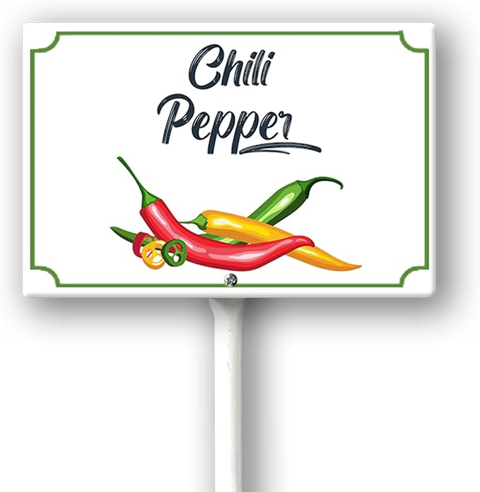 Boylee Vegetable Signs With Stake Hot Chili Peppe Garden Signs For Vegetables Herb Garden Signs Garden Name Stakes For Plants 8x12inch Outdoor Indoor Herbs Flowers Potted Plants