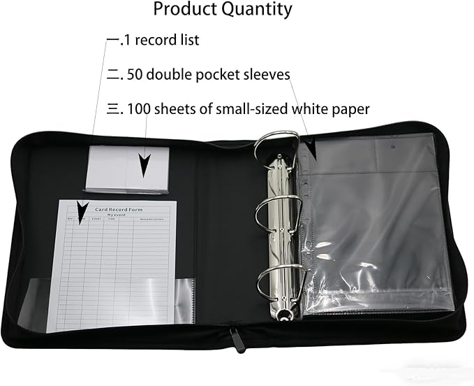 Gift Card Photo Album Book - 100 Pockets with Label Paper, Fits Greeting Cards & Photos, Ideal for College High School Graduation, Christmas& Birthday Gift Storage (black)