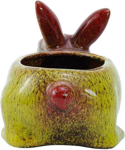 WAIT FLY Cute Animal Ceramic Flower Pot Succulent Planter-Rabbit