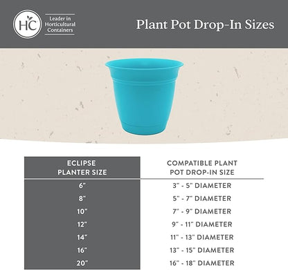 The HC Companies Eclipse Round Planter with Saucer - Outdoor & Indoor Plant Pot with Drainage Holes - Lightweight, UV-Resistant Plastic Pots for Plants, Flowers & Herbs (12" Slate Blue, Pack of 1)