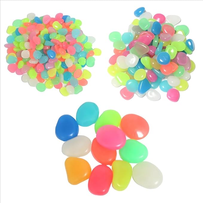 310 Pcs Glow in The Dark Stones - Multicolor Luminous Stone for Fish Tank, Garden, Aquarium, Walkway | Glow Rocks with 3 Sizes (L/M/XL)