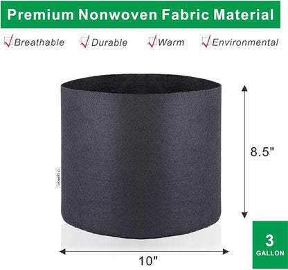3 Gallon 12-Pack Round Fabric Fabric Aeration Pots Container for Nursery Garden and Planting Grow