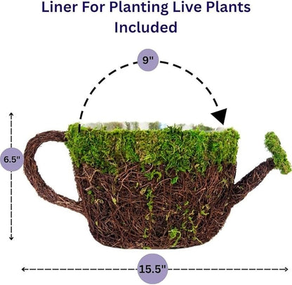 SuperMoss (55261) 9" Deco Watering Can Planter Basket, Large