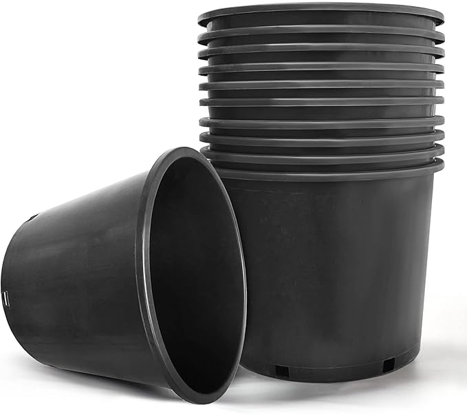 HOSTIC 6.3 Gallon Flexible Nursery Pots Gallon Pot with Drainage Holes Plastic Plant Large Container Suitable for Indoor Outdoor Vegetables Flowers Plants 10 PCS