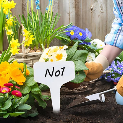 200pcs 4-Inch Plant Name Tags, T-Type Garden Labels Markers, Nursery Plastic Tag for Outdoor Waterproof Plant Label Stakes with Marking Pen