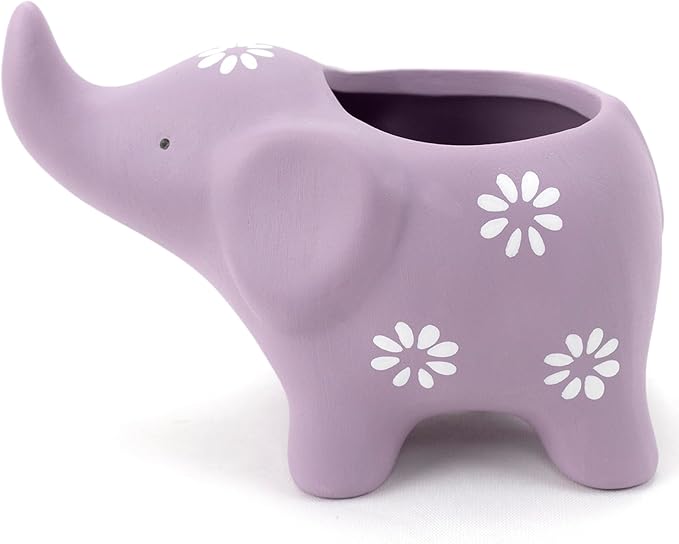 HVEST Elephant Shaped Planter, Cute Purple Animal Elephant Succulent Cactus Plant Pots for Family Friends, Funny Mini Elephant Ceramic Planters for Indoor Home Office Garden Desktop Decoration
