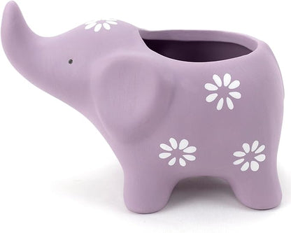 HVEST Elephant Shaped Planter, Cute Purple Animal Elephant Succulent Cactus Plant Pots for Family Friends, Funny Mini Elephant Ceramic Planters for Indoor Home Office Garden Desktop Decoration
