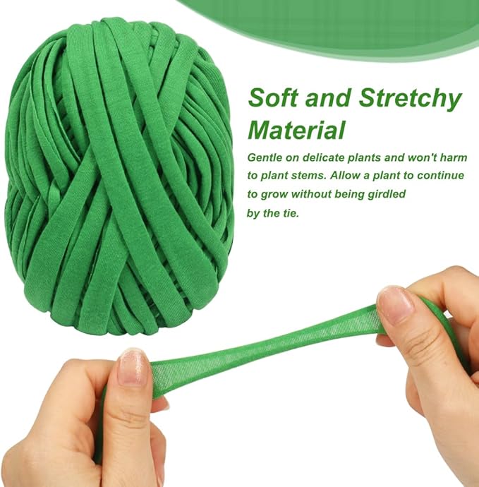 Shintop 2 Packs Garden Twine, Soft Plant Ties Green Tomato Ties Stretchy Garden String for Supporting and Tying Climbing Plants Veggies Flower(98 Feet/Roll