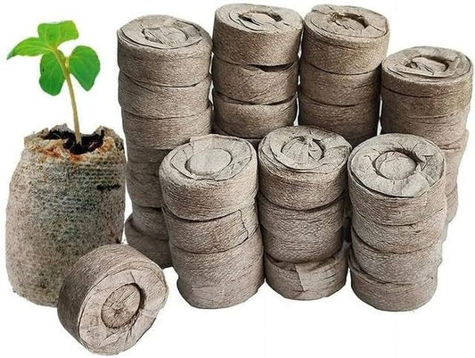 100 Pcs Peat Pellets Seed Starting Plugs Pellets Seedling Soil Block Nursery Soil for Indoors Garden Flowers Seedling Planting Seeds Starter Pellet for Transplanting Planting (50mm)