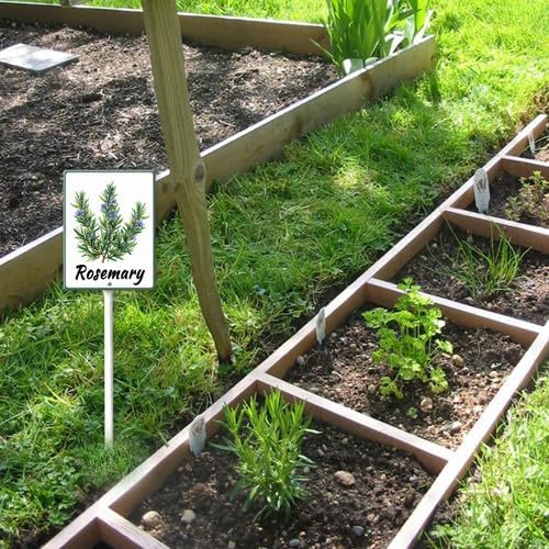 FemiaD Plant Label Signs Planted Herb Garden Markers Waterproof Aluminum Plant Stake Tags Rosemary Sign for Nursery Indoor Outdoor Garden Decoration 8x12inch
