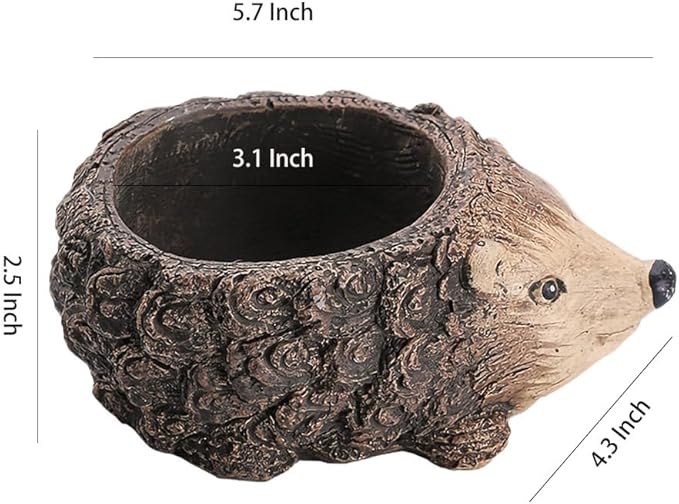 WAIT FLY Animal Cement Flower Pot Succulent Planter-Hedgehog-1 PCS