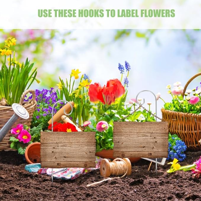 20pcs Plant Tag Pole Floral Sticks for Arrangements Short Shepherds Hooks for Outdoor Floral Card Holder Lantern Hooks Outdoor Shepherds Hook for Bird Feeder Silver Iron