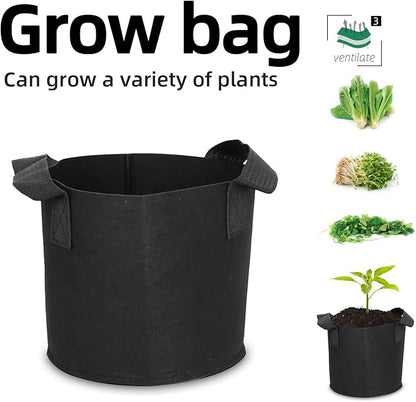 Grow Bags,Growing Pot Bags Garden Grow Bag Indoor Outdoor Fabric Aeration Plant Pot Container Flower Vegetable Pouch (Black,3 Gallon)