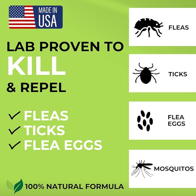 Nature’s Dome Outdoor Flea & Tick Spray – 16 oz – Kills & Repels Fleas, Ticks, Larvae & Eggs – Plant-Based Pest Control – Safe for Pets, Kids & Plants – Ready-to-Use