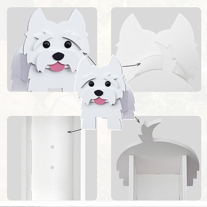 Western Highlands Dog Planter, Cute Animal Shape Flower Planters, Plant Pots for Indoor/Outdoor Garden Decor, Unique Gifts/Souvenirs for Pet Lovers (White)