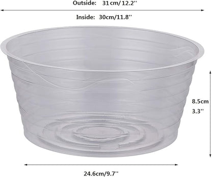 Idyllize 10 Pieces of 12 Inch Clear Thin Deep Plastic Plant Saucer Drip Tray for Pots (12'')
