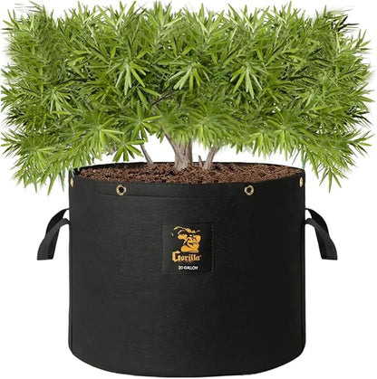 GorillaGrow Tent Gorilla 20 Gallon Fabric Grow Bags – Thick 600g Fabric, BPA-Free, Reinforced Handles & Metal Grommets for Indoor/Outdoor Plants, Air Pruning Pots for Bigger Yields - 4 Pack