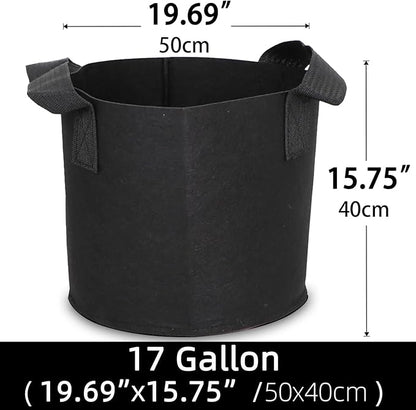Grow Bags,Growing Pot Bags Garden Grow Bag Indoor Outdoor Fabric Aeration Plant Pot Container Flower Vegetable Pouch (Black,17Gallon)