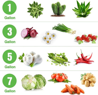 Delxo Grow Bags 1 3 5 Gallon Bundle, 10PK Each Total 30 Potato Grow Bags