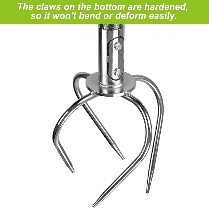 Dolibest Manual Twist Tiller, All-Steel Garden Claw Cultivator with 4 Curved Claws and Soft Rubber Handle, Hand Tiller Garden Claw for Gardening Bed and Plant Box (39'')