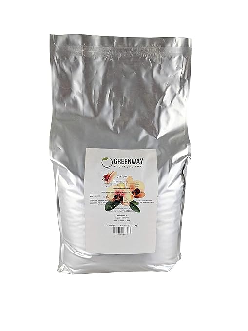 Greenway Biotech Organic Gypsum Powder - Solution Grade Calcium Sulfate Soil Amendment for Clay Soil, Lawn, Garden - 97% Pure (22.5% Ca, 18% S) - Improves Drainage - Made in USA - (25 X 2) Pounds