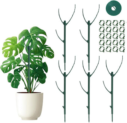 5 Pack Monstera Plant Support, 38inch Stackable Plant Stakes with 20Pcs Clips & 1Pcs Ties, Alternative to Moss Pole Plants Sticks Structures for Climbing Indoor Outdoor Potted Plants