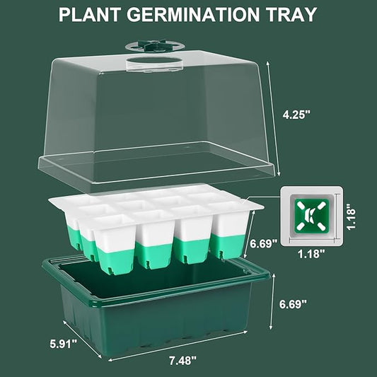 Sondiko Silicone Seed Starter Tray, 48-Cell Reusable Seed Starter Kit, Seedling Starter Trays with Humidity Dome, Mini Greenhouse Germination Kit, Perfect for Gardeners