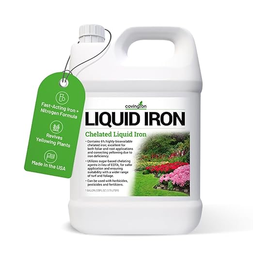 Covington Chelated Liquid Iron Concentrate (1 Gallon) Lawn & Garden Liquid Iron & Nitrogen Supplement for Plants, Shrubs & Trees, Treats Deficiency, Discoloration, Stunted Growth & Root Stress