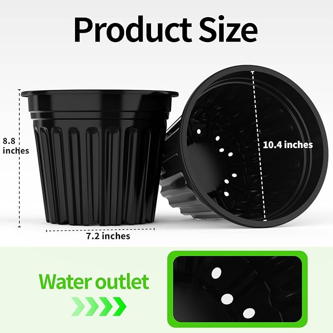 100 Pcs 3 Gallon Planter Nursery Pots, Seed Starting Pot Plastic Flower Seedling Pots with Drainage Holes Flexible Plant Container for Garden Lawn Yard Plants Seedlings (100, 3 Gallon)