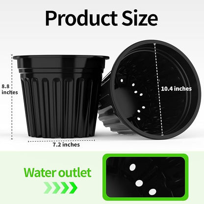 100 Pcs 3 Gallon Planter Nursery Pots, Seed Starting Pot Plastic Flower Seedling Pots with Drainage Holes Flexible Plant Container for Garden Lawn Yard Plants Seedlings (100, 3 Gallon)