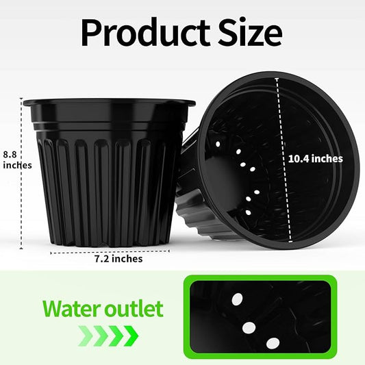 100 Pcs 3 Gallon Planter Nursery Pots, Seed Starting Pot Plastic Flower Seedling Pots with Drainage Holes Flexible Plant Container for Garden Lawn Yard Plants Seedlings (100, 3 Gallon)