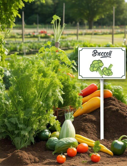 Boylee Aluminum 8x12inch Broccoli Garden Signs with Stake for Vegetables, Herbs, Flowers & Potted Plants