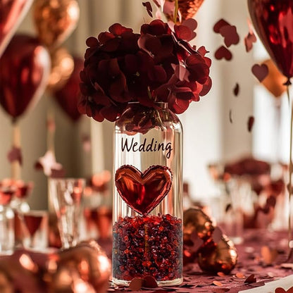 HappyFiller Valentine Day Decoration 1.3 LB Crushed Glass Sand Broken Fire Glass Pieces for Epoxy Resin Arts Crafts Projects,Vase Fillers,Candle Holder Small Pebble,Home Accents,Terrarium Stones,Red