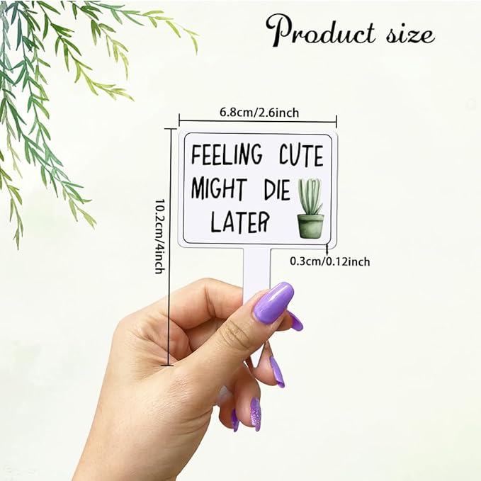 arricraft 15 Pcs Funny Phrases Plant Labels, 15 Styles Acrylic Succulent Cactus Pattern Potted Plant Markers for Indoor Outdoor Seed Patio Supplies 10.2x6.8cm(4x2.68inch)