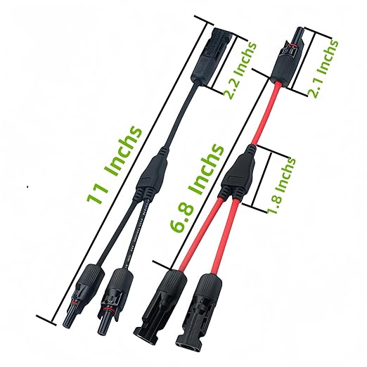 2 Pair Solar connectors Y-Tee 1-to-2 Waterproof Parallel Adapter, 10AWG tinned Copper Cable Plug Connector for Solar photovoltaic Panel Panels (2 Pairs M/FF and F/MM)