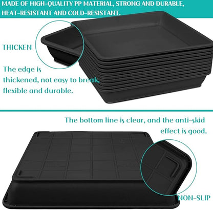 10 Pcs 6 Inch Square Plastic Plant Saucer Flower Pot Bottom Seat Flower Pot Tray Thick Plastic Drip Tray for Garden Potted Water Drips and Soil （Black）