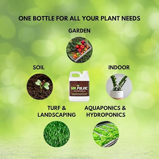 Mr. Fulvic Organic Fulvic Acid Plant Amendment, Natural Humic Soil and Hydroponic Nutrient Enhancer - Lawn and Garden Growth, Plant Health (1 Liter)