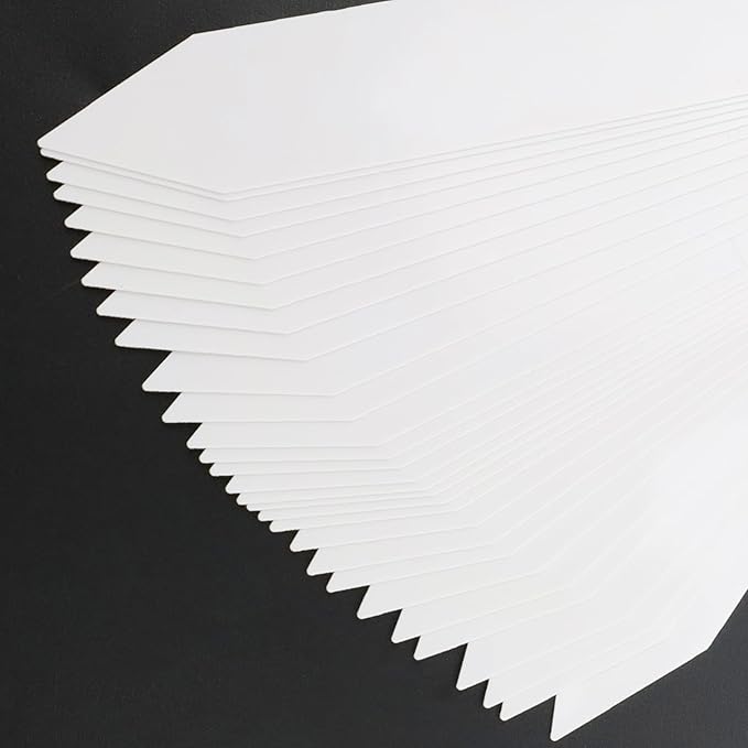 Quluxe 100 Pcs 4 Inch White Plant Markers Plastic Plant Name Tags Seedling Garden Labels Marker for Gardener