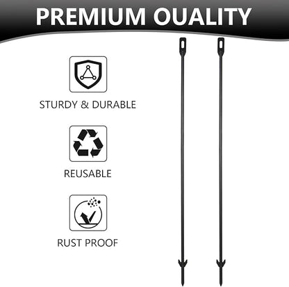 2-Pack Yard Sign Stakes Metal for Ground 31" Long 0.31" Thick, Yard Sign Holder Stand for Ground Outdoor, Sign Poles Stakes for Outdoor, Easy to Install - Black