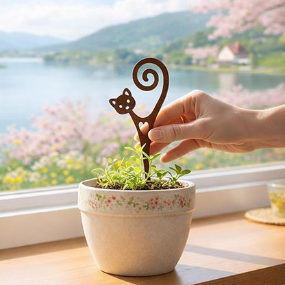Cat Garden Stake A – Powder-Coated Metal Plant Pick & Cute Decor for Indoor & Outdoor Planters and Gardens