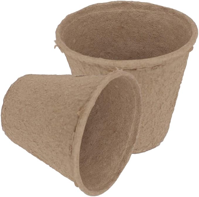 100 Pack 3.15" Round Biodegradable Peat Pots Plant Seedling Saplings & Herb Seed Starters Kit with 100 Pcs White Plastic Plant Labels