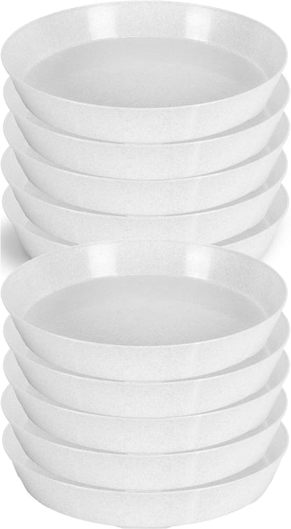 Saucer 3 Inch (2.5 Inch Base) Case of 10 Plant Saucers - White Granite Colored Polypropylene