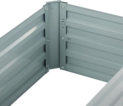 2 Pack 4x2x1FT Galvanized Raised Garden Bed Kit, Outdoor Metal Planter Box for Vegetables, Bottomless Rectangular Gardening Bed with Support Rods, Tool-Free Assembly, Gray