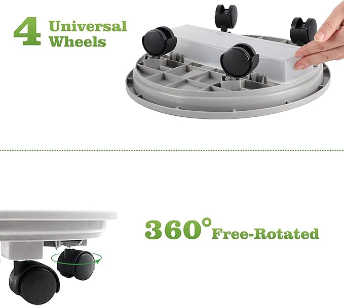 Looca Plant Caddy with Wheels and Drainage Tray, 13”Rolling Plant Stand Flower Pot Mover, Planter Caddies Round Plant Dolly for Heavy Duty Planter, 3 Pack, Bearing 120 lbs (Grey)