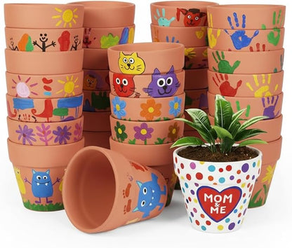 24 Pack 4 Inches Terracotta Plant Pots, Terra Cotta Planter with Drainage Holes, Perfect for Planting, Painting, Weddings and Parties